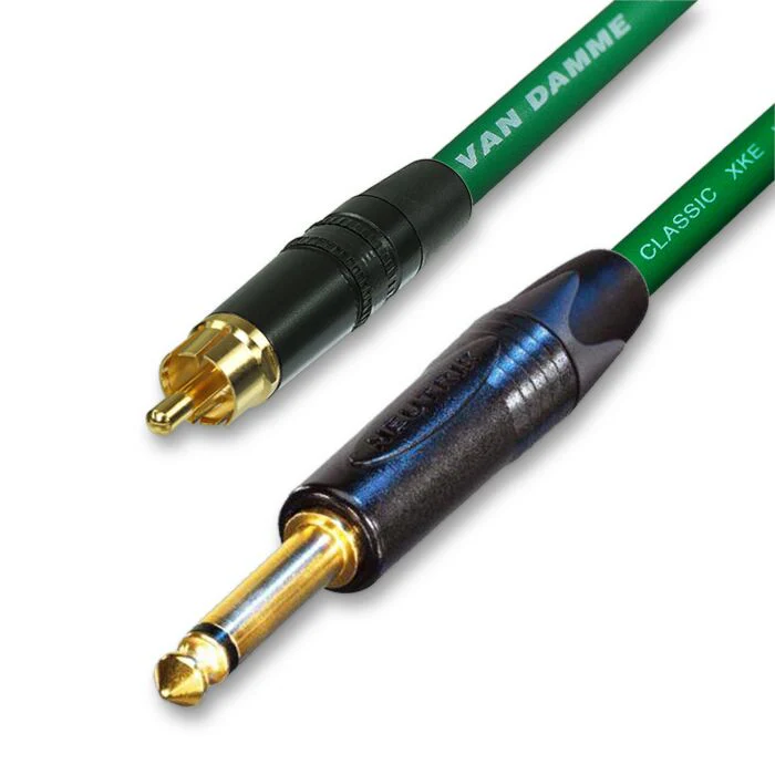 Single Gold Plated RCA to Mono Jack Lead. Flexible Van Damme Cable - Image 3