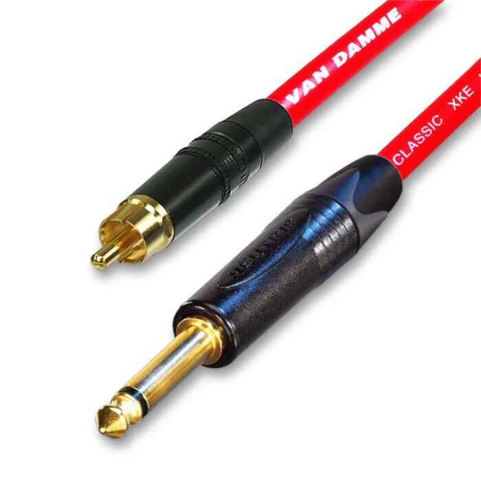 Single Gold Plated RCA to Mono Jack Lead. Flexible Van Damme Cable - Image 4