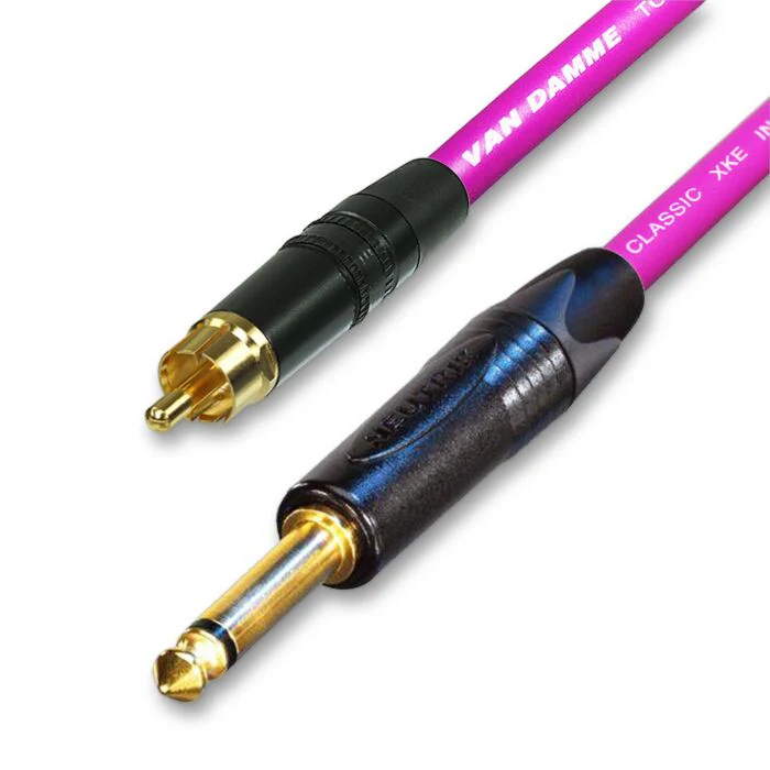Single Gold Plated RCA to Mono Jack Lead. Flexible Van Damme Cable - Image 7